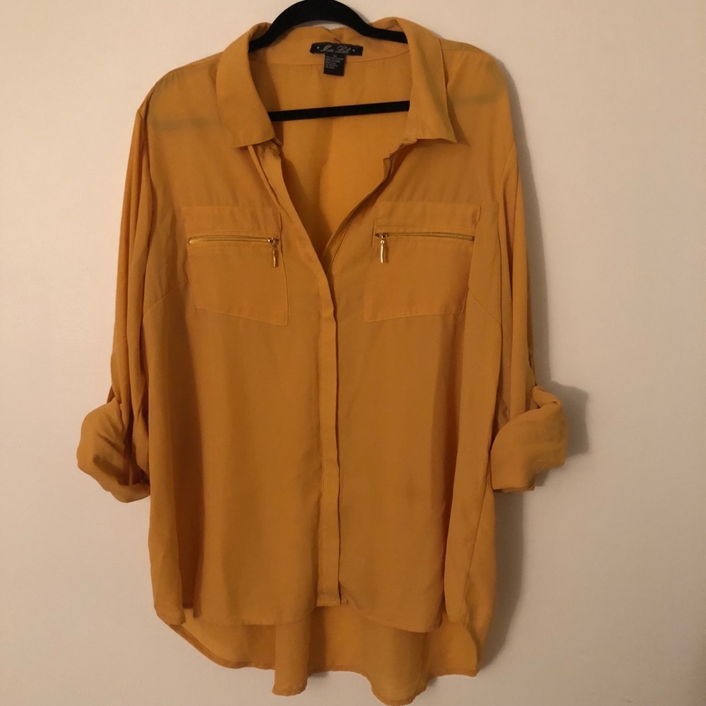 Miss Lili Gold Zipper-Up Blouse Size 3X 🔴